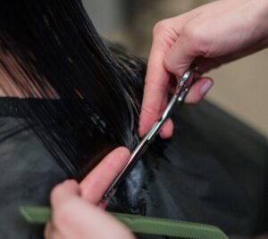 woman having a haircut